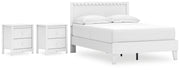 Hallityn Full Panel Platform Bed with 2 Nightstands in White - PKG019040