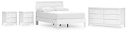 Hallityn Full Panel Platform Bed with Dresser and 2 Nightstands in White - PKG019038
