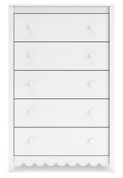 Hallityn Full Panel Platform Bed with Dresser and Chest in White - PKG018842