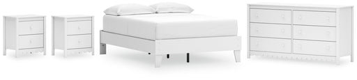 Hallityn Full Platform Bed with Dresser and 2 Nightstands in White - PKG019023