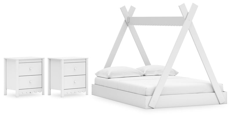 Hallityn Full Tent Bed with 2 Nightstands in White - PKG019030