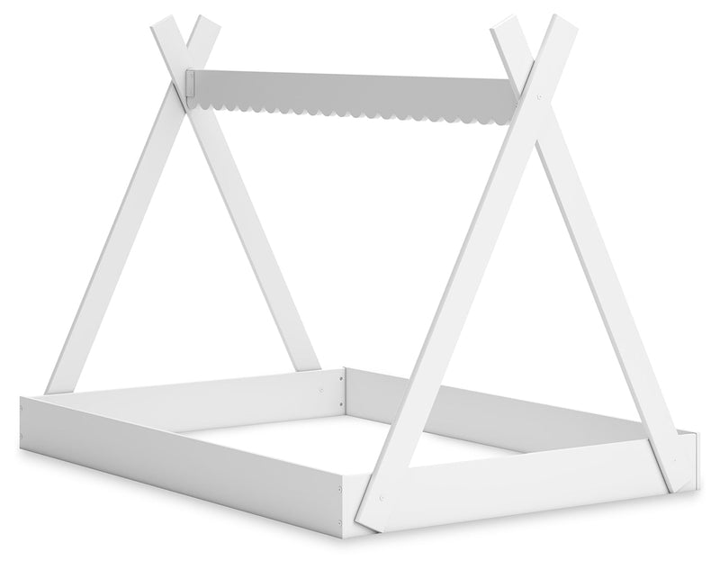 Hallityn Full Tent Bed with Dresser and 2 Nightstands in White - PKG019028