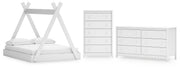 Hallityn Full Tent Bed with Dresser and Chest in White - PKG018826
