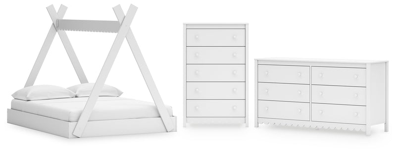 Hallityn Full Tent Bed with Dresser and Chest in White - PKG018826