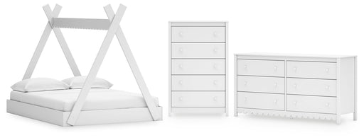 Hallityn Full Tent Bed with Dresser and Chest in White - PKG018826