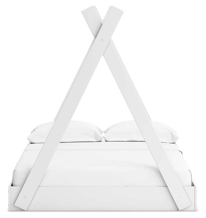 Hallityn Full Tent Bed with Dresser in White - PKG018824