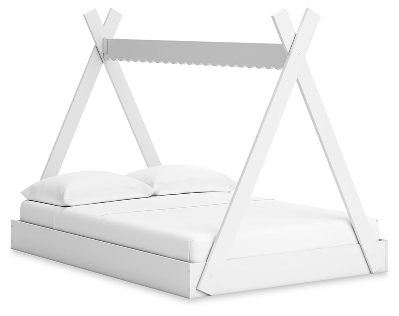 Hallityn Full Tent Bed with Dresser in White - PKG018824