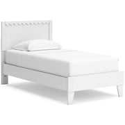 Hallityn Twin Panel Platform Bed with Dresser in White - PKG018836