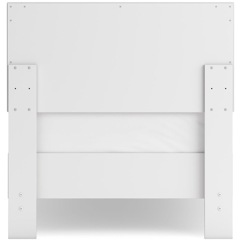 Hallityn Twin Panel Platform Bed with Dresser in White - PKG018836