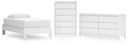 Hallityn Twin Platform Bed with Dresser and Chest in White from Ashley - Luna Furniture