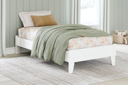 Hallityn Twin Platform Bed with Nightstand in White - PKG018963