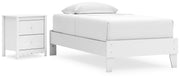 Hallityn Twin Platform Bed with Nightstand in White - PKG018963