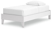 Hallityn Twin Platform Bed with Nightstand in White - PKG018963