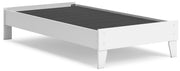 Hallityn Twin Platform Bed with Nightstand in White - PKG018963