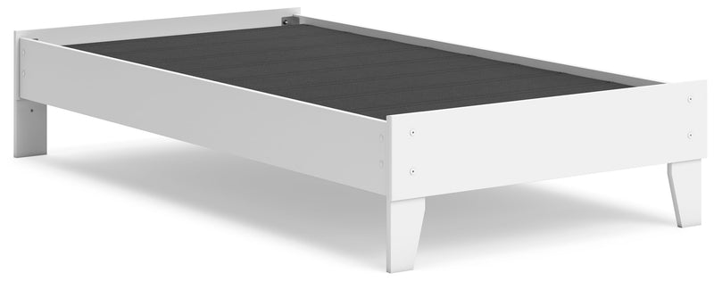 Hallityn Twin Platform Bed with Nightstand in White - PKG018963