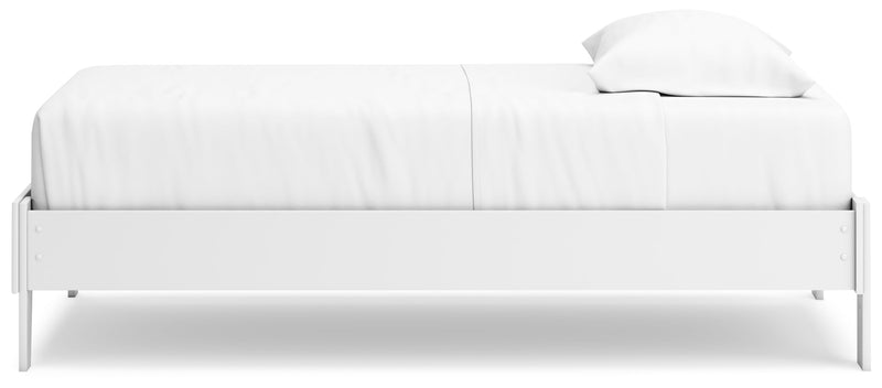 Hallityn Twin Platform Bed with Nightstand in White - PKG018963