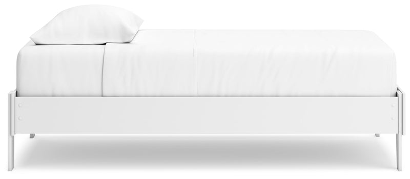 Hallityn Twin Platform Bed with Nightstand in White - PKG018963