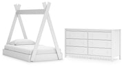 Hallityn Twin Tent Bed with Dresser in White - PKG018820