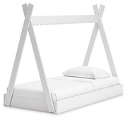 Hallityn Twin Tent Bed with Nightstand in White - PKG018964