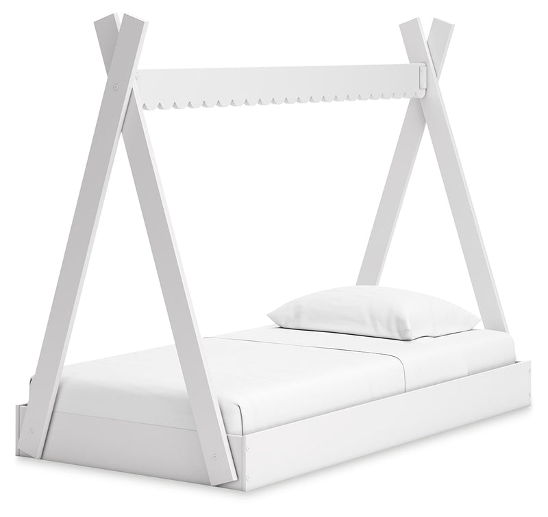 Hallityn Twin Tent Bed with Nightstand in White - PKG018964