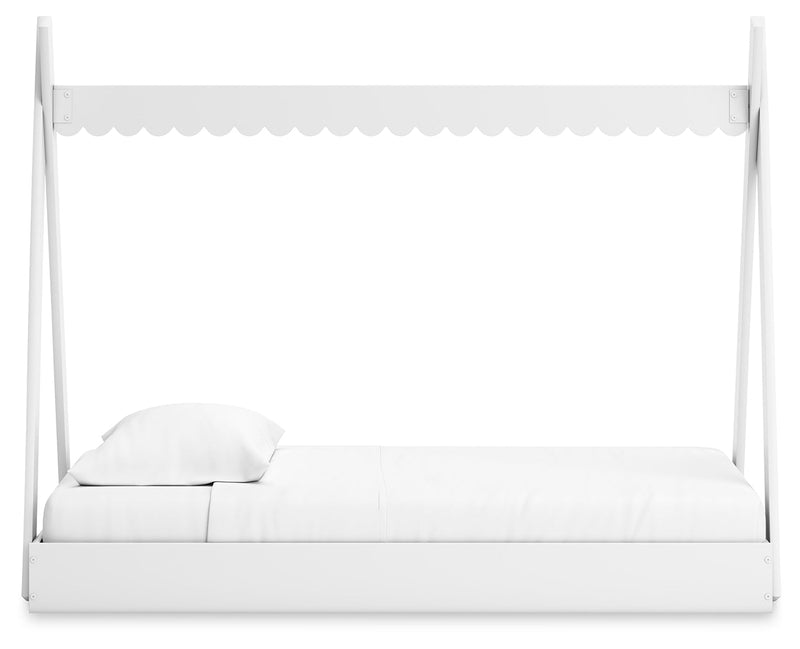 Hallityn Twin Tent Bed with Nightstand in White - PKG018964