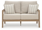 Hallow Creek Outdoor Sofa and Loveseat in Driftwood - PKG021263