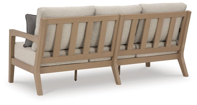 Hallow Creek Outdoor Sofa and Loveseat in Driftwood - PKG021263