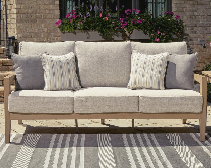 Hallow Creek Outdoor Sofa and Loveseat in Driftwood - PKG021263