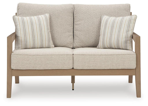 Hallow Creek Outdoor Sofa and Loveseat in Driftwood - PKG021263