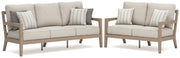 Hallow Creek Outdoor Sofa and Loveseat in Driftwood - PKG021263