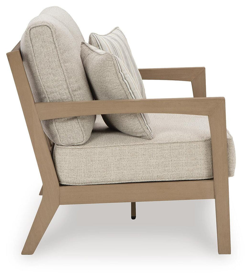 Hallow Creek Outdoor Sofa and Loveseat in Driftwood - PKG021263