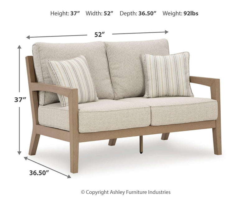 Hallow Creek Outdoor Sofa and Loveseat in Driftwood - PKG021263