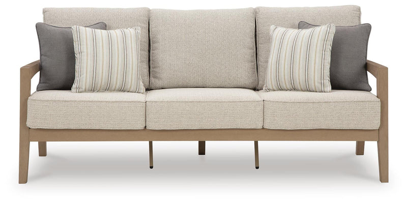 Hallow Creek Outdoor Sofa and Loveseat in Driftwood - PKG021263