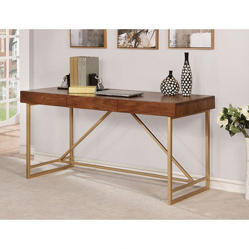 Halstein Light Walnut/Gold Desk - CM-DK6447