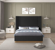 Halton Boucle Fabric King Bed (3 Boxes) Black - Gate FurnitureKing Bed