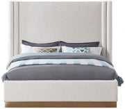 Halton Boucle Fabric King Bed (3 Boxes) Cream - Gate FurnitureKing Bed