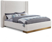 Halton Boucle Fabric King Bed (3 Boxes) Cream - Gate FurnitureKing Bed