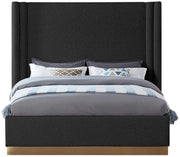 Halton Boucle Fabric Queen Bed (3 Boxes) Black - Gate FurnitureQueen Bed