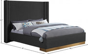 Halton Boucle Fabric Queen Bed (3 Boxes) Black - Gate FurnitureQueen Bed