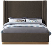 Halton Boucle Fabric Queen Bed (3 Boxes) Brown - Gate FurnitureQueen Bed
