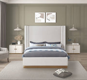 Halton Boucle Fabric Queen Bed (3 Boxes) Cream - Gate FurnitureQueen Bed
