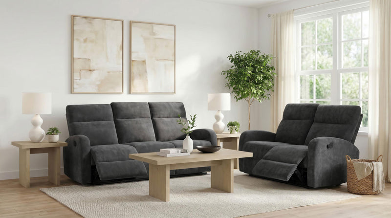 Hamilton 2-piece Chenille Manual Reclining Sofa Set Charcoal Grey - 603374-S2