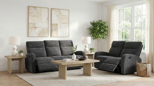 Hamilton 2-piece Chenille Manual Reclining Sofa Set Charcoal Grey - 603374-S2