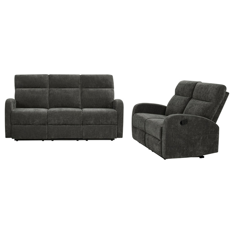 Hamilton 2-piece Chenille Manual Reclining Sofa Set Charcoal Grey - 603374-S2