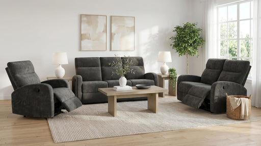 Hamilton 3-piece Chenille Manual Reclining Sofa Set Charcoal Grey - 603374-S3