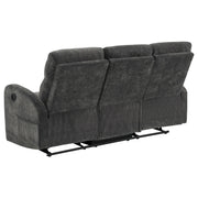 Hamilton 3-piece Chenille Manual Reclining Sofa Set Charcoal Grey - 603374-S3