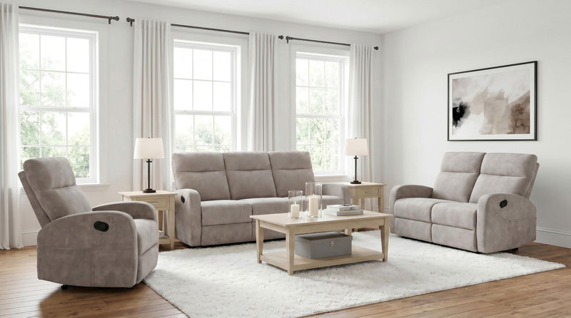 Hamilton 3-piece Chenille Manual Reclining Sofa Set Sand - 603371-S3