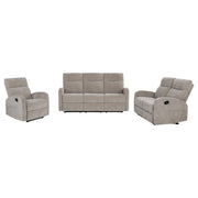 Hamilton 3-piece Chenille Manual Reclining Sofa Set Sand - 603371-S3