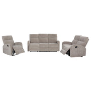 Hamilton 3-piece Chenille Manual Reclining Sofa Set Sand - 603371-S3