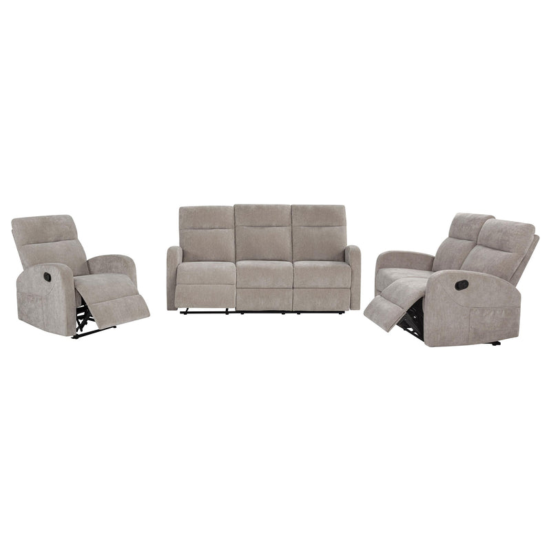 Hamilton 3-piece Chenille Manual Reclining Sofa Set Sand - 603371-S3